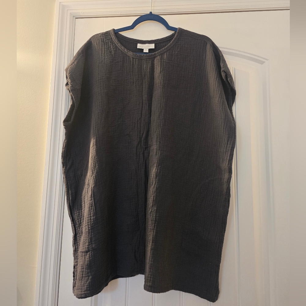 JJill Organic Cotton Tunic Blouse XL Dark Gray